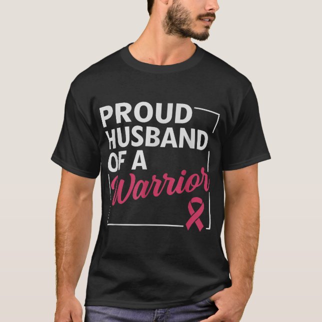 Camiseta Proud Husband Of Warrior Breast Cancer Awareness  (Frente)
