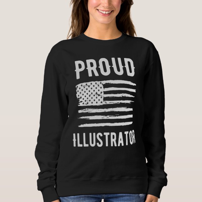 Camiseta Proud Illustrator Profession American Flag (Frente)