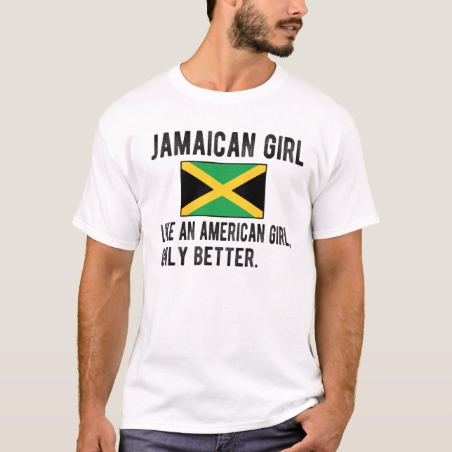 Camiseta Proud Jamaican Girl Jamaica Flag Jamaican Roots (Frente)