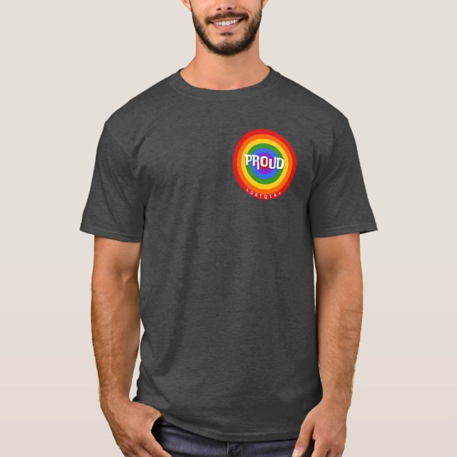 Camiseta PROUD LGBTQIA colorfull rainbow community support  (Frente)