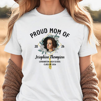 Camiseta Proud Mom Of Elegant Floral 2026 Graduation Photo