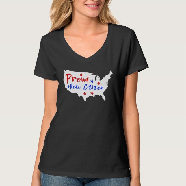Camiseta Proud New Citizen Women USA Citizen American Flag  (Frente)