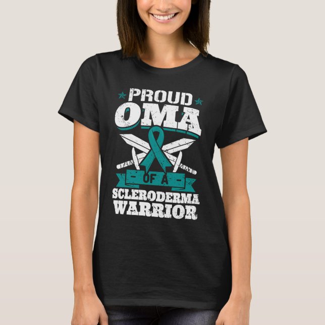 Camiseta Proud Oma Of A Scleroderma Warrior Awareness Ribbo (Frente)