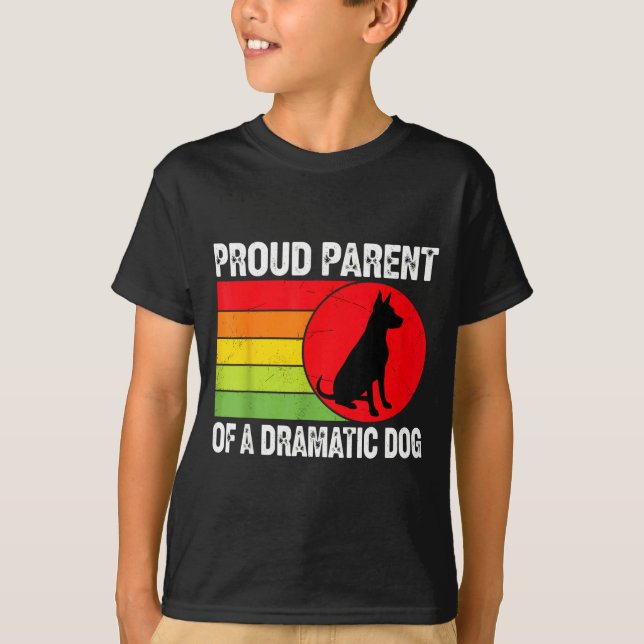 Camiseta Proud Parent Of A Dramatic Dog Silhouette Retro De (Frente)