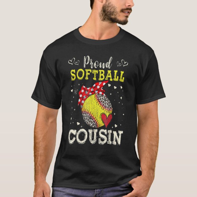 Camiseta Proud Softball Cousin Leopard Game Day Spirit Play (Frente)