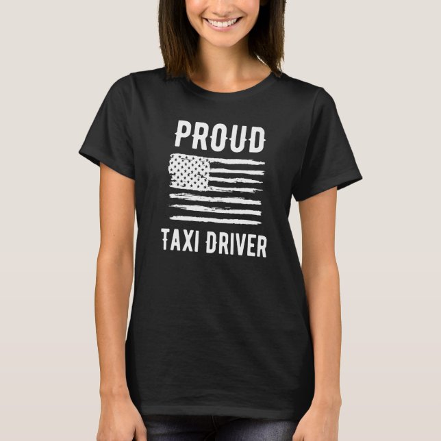 Camiseta Proud Taxi Driver Profession American Flag Premium (Frente)