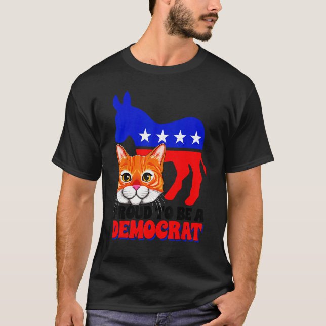 Camiseta Proud To Be A Democrat Cat Politics USA American F (Frente)
