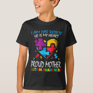 Camiseta Pround Autism Mãe Coração Mãe Quebra-cabeça Piece