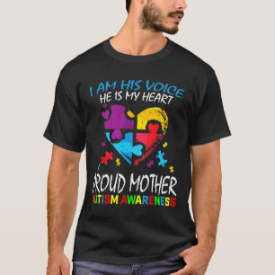 Camiseta Pround Autism Mãe Coração Mãe Quebra-cabeça Piece