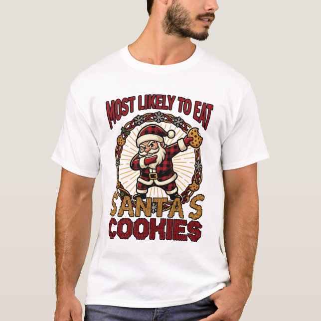 Camiseta Provavelmente Coma Biscoitos Do Papai Noel Natal D (Frente)