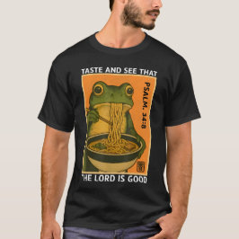 Camiseta Prove e Veja Salmo 34:8 Ramen de Rã Retro Engraçad
