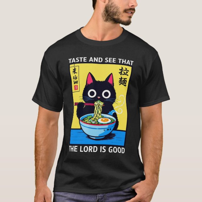 Camiseta Provei E Vi Senhor É Bom Ramen Gato Preto Meme (Frente)