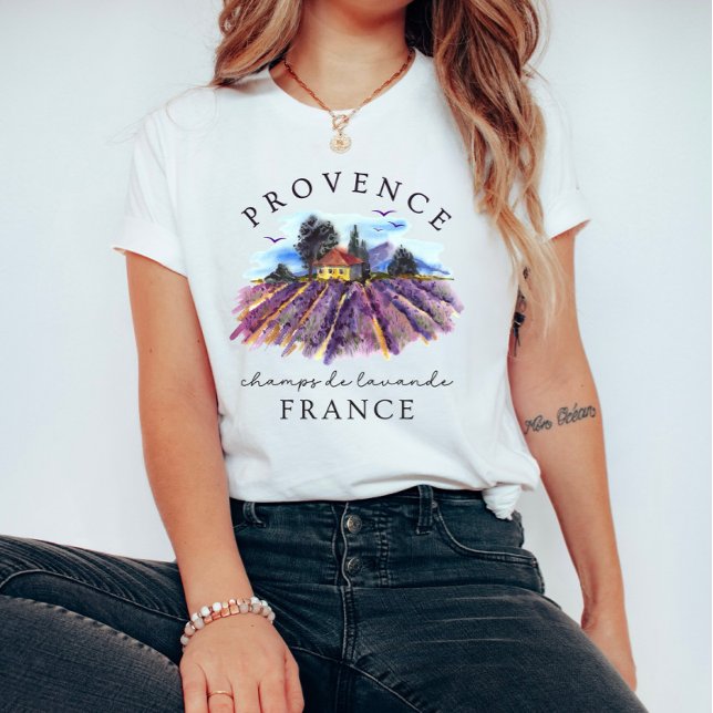 Camiseta Provença França – Campos de Lavanda (Criador carregado)