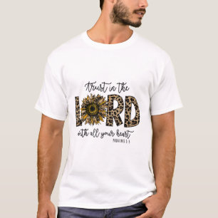 Camiseta Provérbios 35 Confie No Senhor Girassol Leopardo R