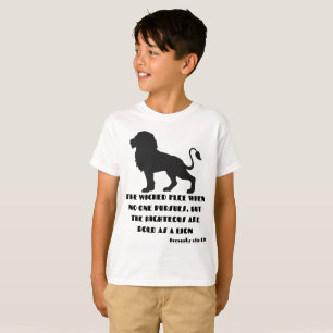 Camiseta Proverbs 28:1 Bíblia Verse Citação KJV Boy
