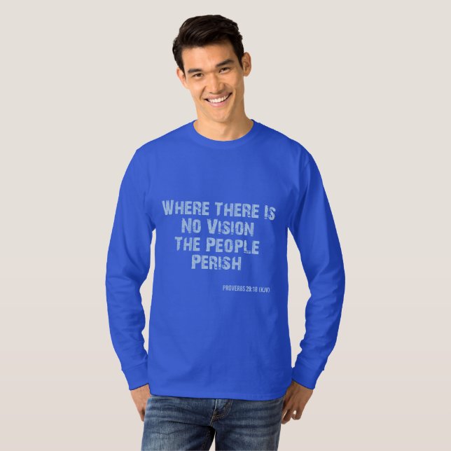 Camiseta Proverbs 29:18 Bíblia Verse KJV Cotação Men (Frente Completa)