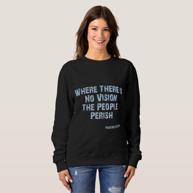 Camiseta Proverbs 29:18 Bíblia Verse KJV Cotação Mulheres (Frente Completa)