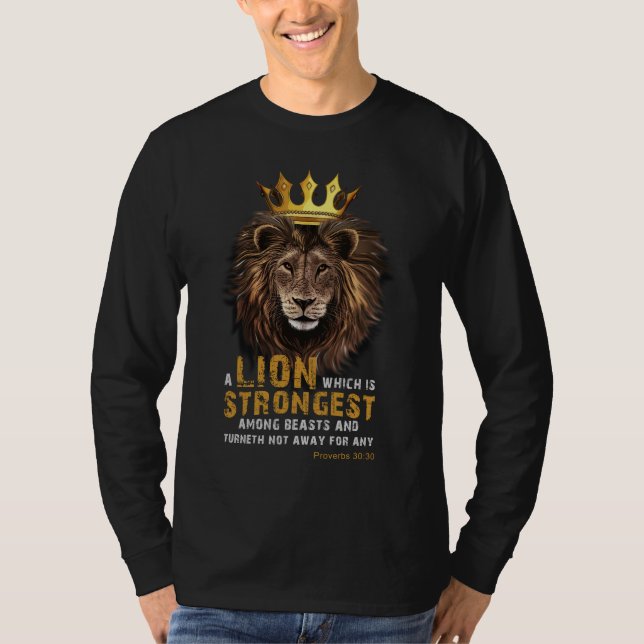 Camiseta Proverbs 30:30 KJV Bíblia Scripture Cote Masculina (Frente)
