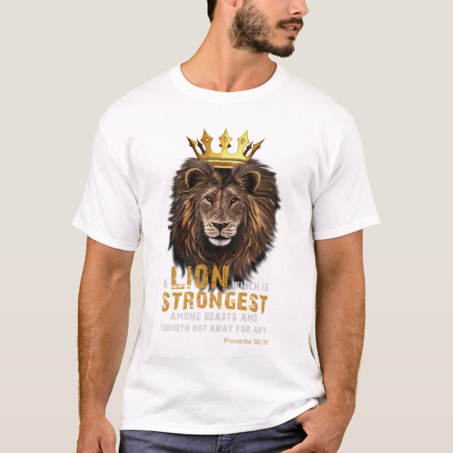Camiseta Proverbs 30:30 KJV Scripture Cote Unisex (Frente)