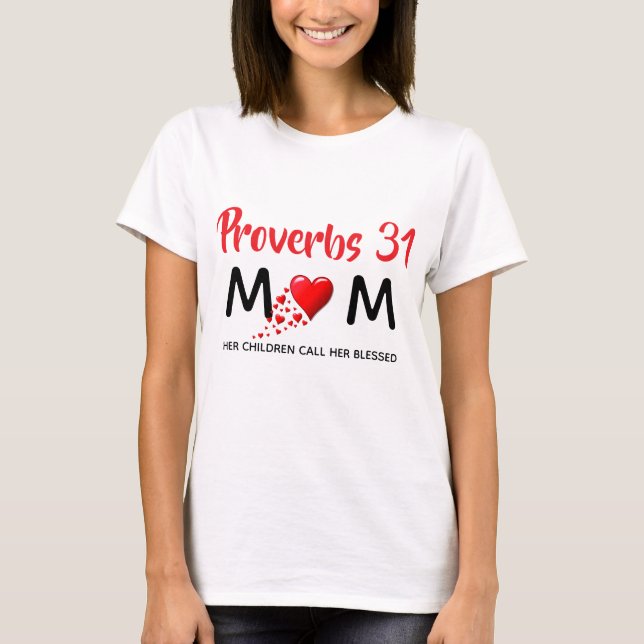 Camiseta PROVERBS 31 Corações DIAS DE AS MÃES Cristãos (Frente)