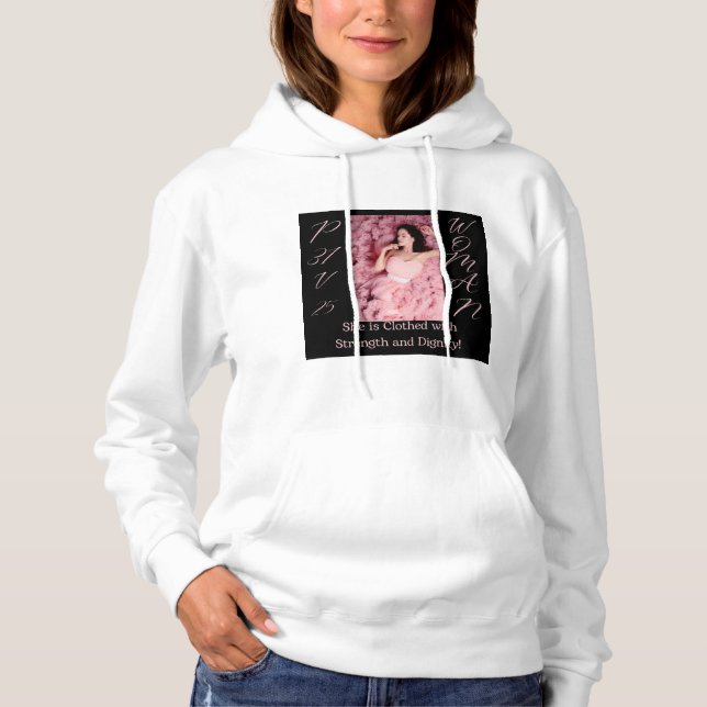 Camiseta Proverbs 31 Hoodie Capa Longa Branca (Frente)