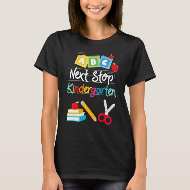 Camiseta Próxima Parada Pré-Escola de Graduação pré-K (Frente)