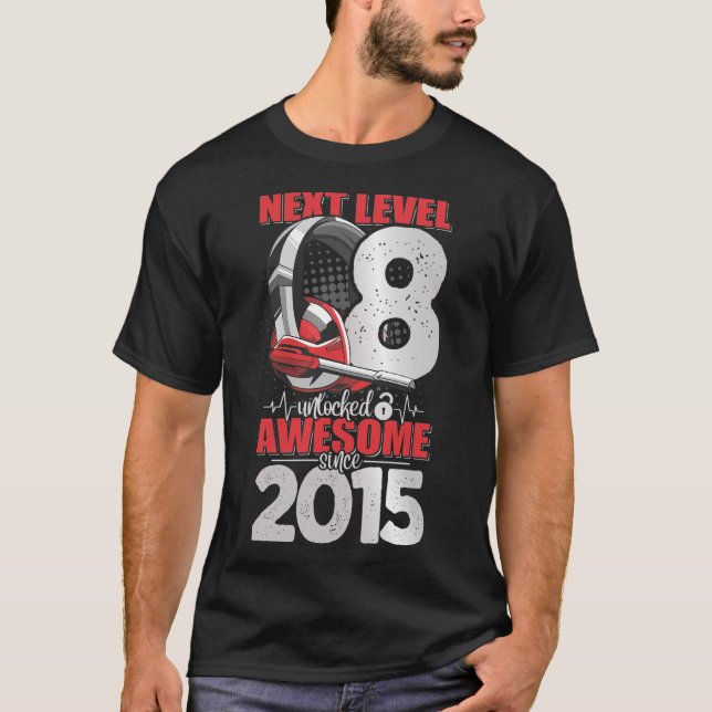 Camiseta Próximo nível desbloqueado fone de ouvido do Boy 2 (Frente)