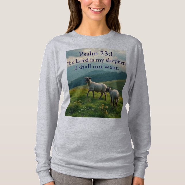 Camiseta Psalm 23:1 Bible Verse Women's Long Sleeve Tee (Frente)