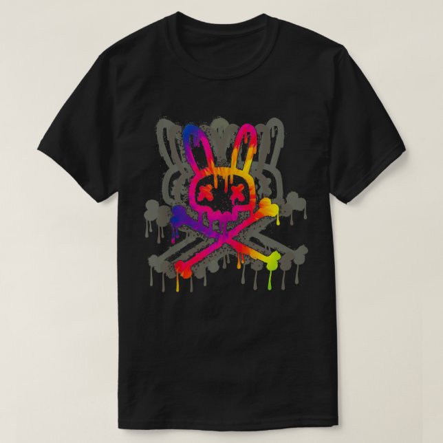 Camiseta Psicodélica, Pintal, Corpo E Crossbones (Frente do Design)