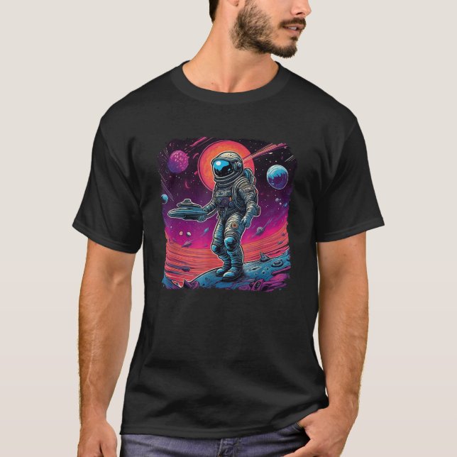 Camiseta Psicodélica Trippy Black Light Astronauta Space Ar (Frente)