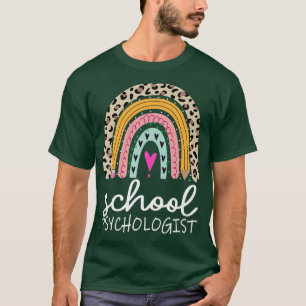 Camiseta Psicólogo Escolar Rainbow Leopard De Volta À Escol