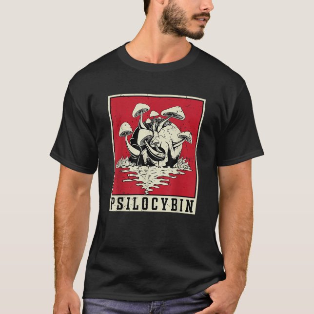 Camiseta Psilocybin Retro Psychedelic Magic Mushroom Vintag (Frente)