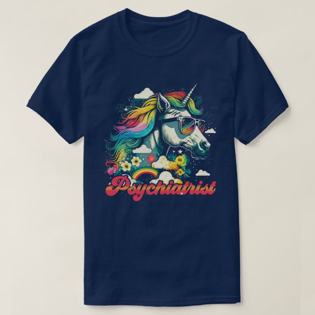 Camiseta Psiquiatra Rainbow Unicorn (Frente do Design)