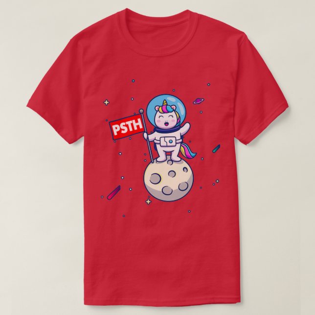 Camiseta PSTH para o astronauta Unicórnio da Lua (Frente do Design)