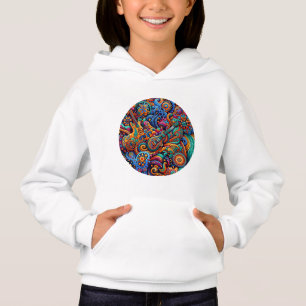 Camiseta Psychedelic Batik Guitar Arte Colorida Música Retr