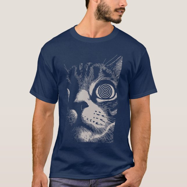 Camiseta Psychedelic Cat Gothic Art Funny Cat Gifts For Men (Frente)