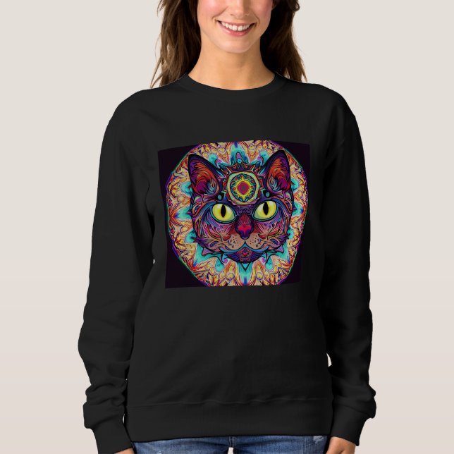 Camiseta Psychedelic Mandala Cat (Frente)