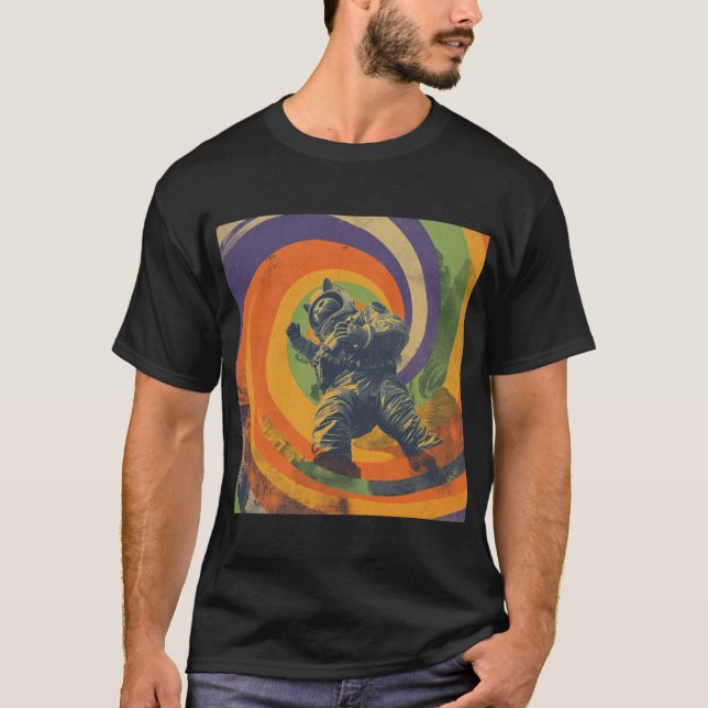 Camiseta Psychedelic Space Cat – Trippy Astronaut Poster (Frente)