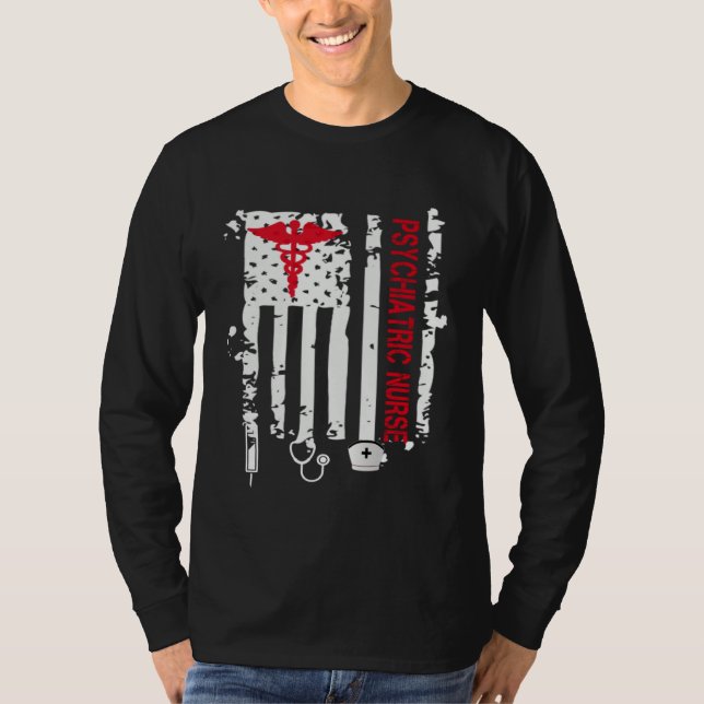 Camiseta Psychiatric Nurse American Flag RN Mental Health P (Frente)