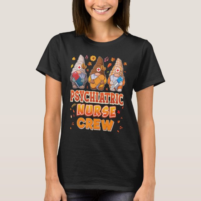 Camiseta Psychiatric Nurse Crew Gnomes Thanksgiving Gratefu (Frente)