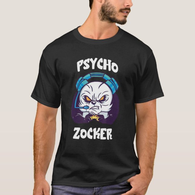 Camiseta Psycho Zocker Panda Bear Consola Vídeo de Jogo G (Frente)