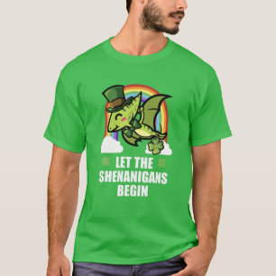 Camiseta Pterossaur Dinossaur Shenanigans Engraçado St Patr