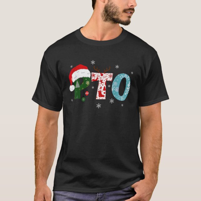 Camiseta PTO Santa Hat Reindeer Parent Teacher Organization (Frente)