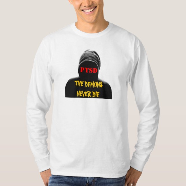 CAMISETA PTSD: OS DEMÔNIOS NUNCA MORREM (Frente)
