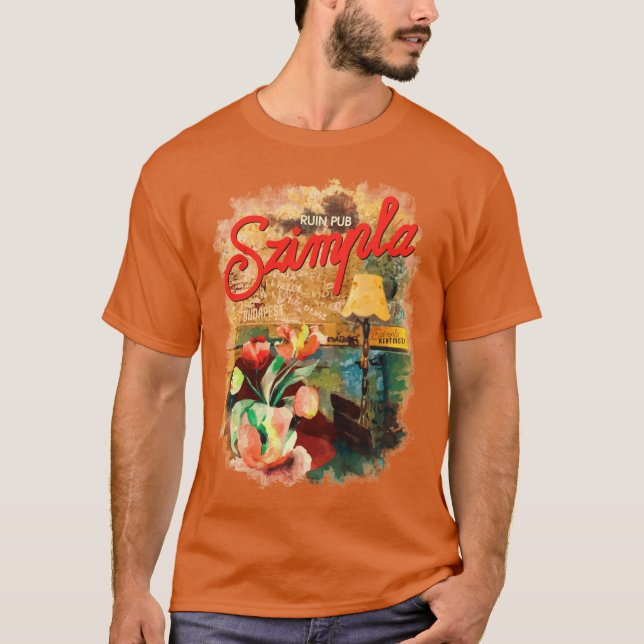 Camiseta Pub Arruinado Szimpla Lounge com Flores em Budapes (Frente)