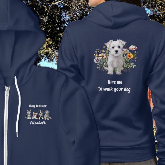 Camiseta Publicidade de Negócios de Passeio de Cães (Criador carregado)