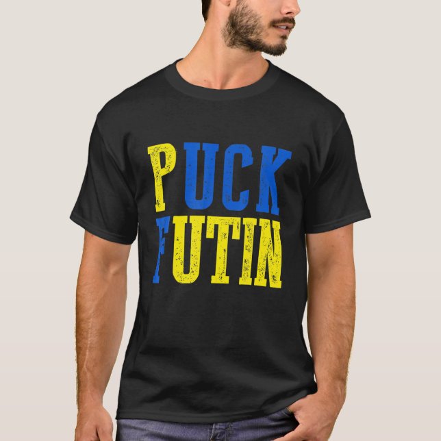 Camiseta Puck Futin Meme I Stand with Ucrânia Support Ukrai (Frente)