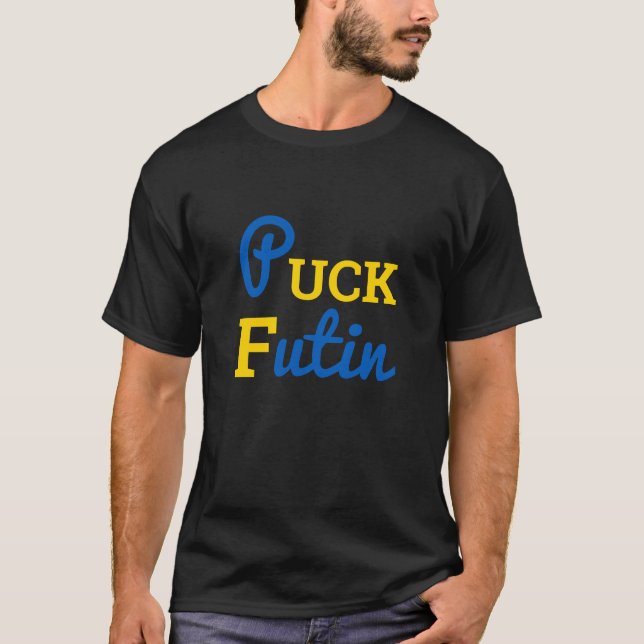Camiseta Puck Futin Ucrânia apoia Patriótico Ucraniano (Frente)