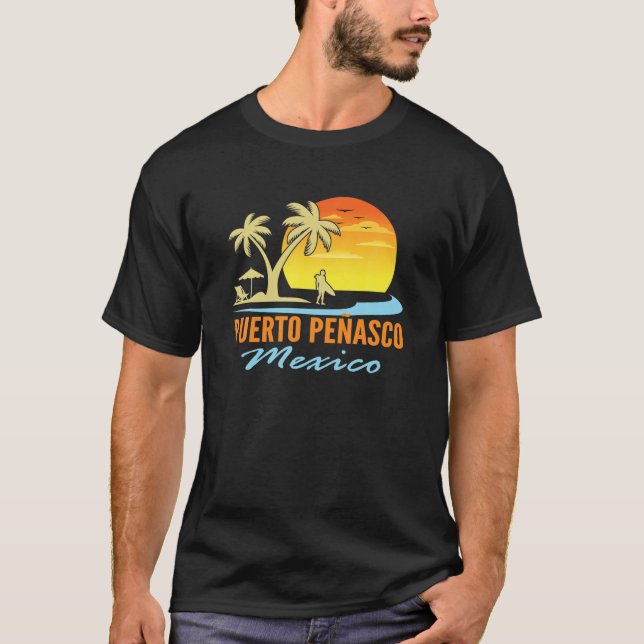 Camiseta Puerto Penasco Mexico Beach Sunset Palm Trea Ocea (Frente)