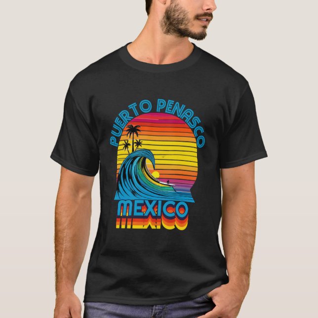 Camiseta Puerto Penasco Mexico Retro Throwback Surf & Beach (Frente)